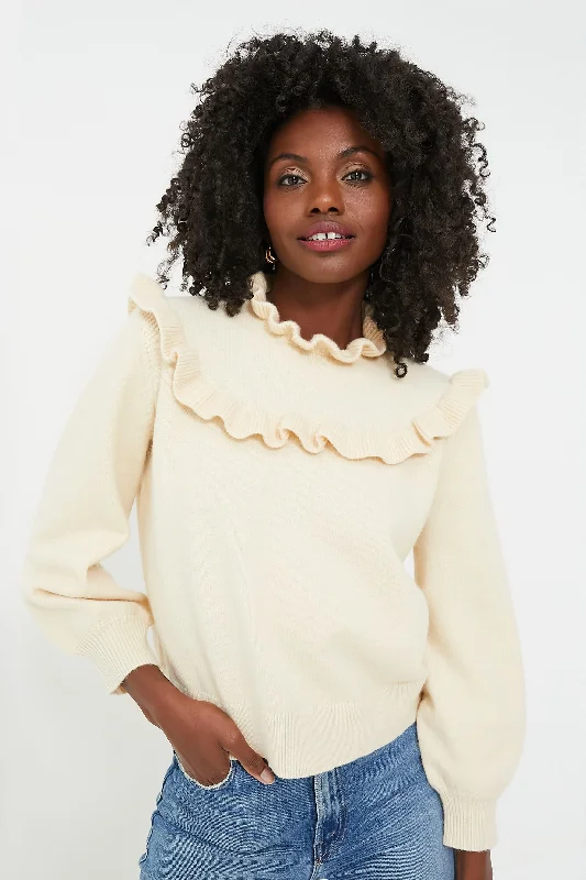 Girl Style Cream Ruffle Ramona Sweater