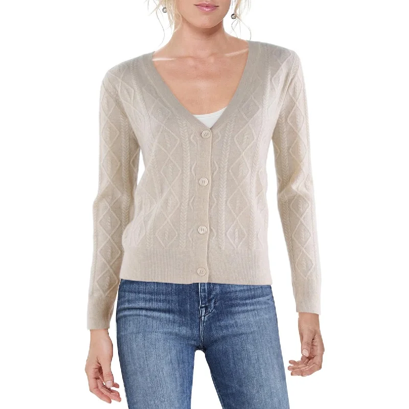 Spiritual Vitality Philosophy Womens Cashmere Cable Knit Cardigan Sweater
