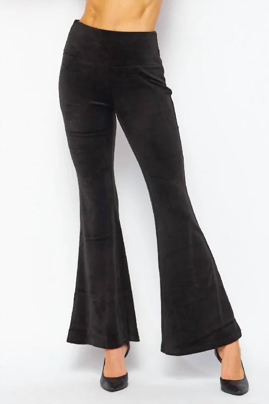 Cute Design Velvet Flare Yoga Pants In Black