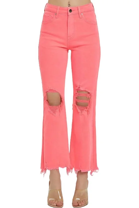 Embroidery Design Hailey Straight Jeans In Coral