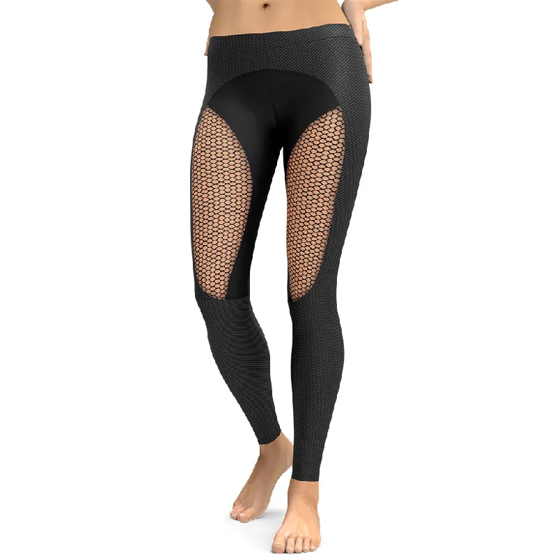 European Plan Pin Up Mesh Print Leggings