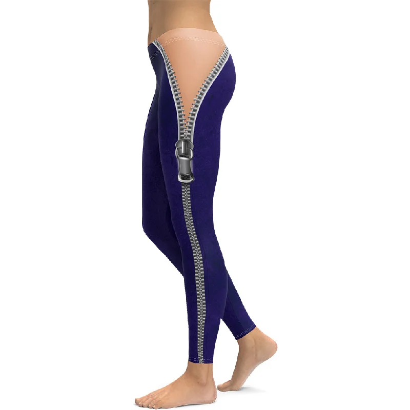 Multifunctional Style Open Zipper Leggings