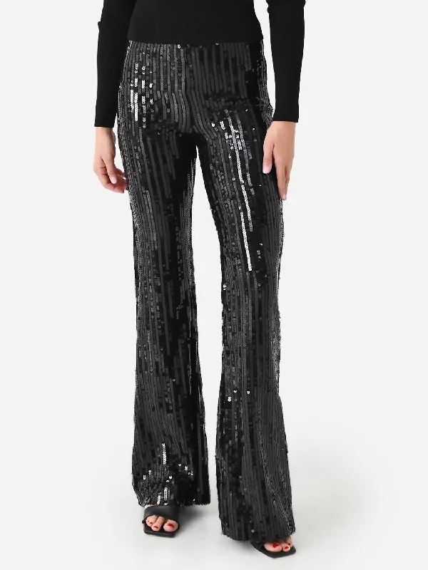 Lazy Home Sequin Flare Pant In Black