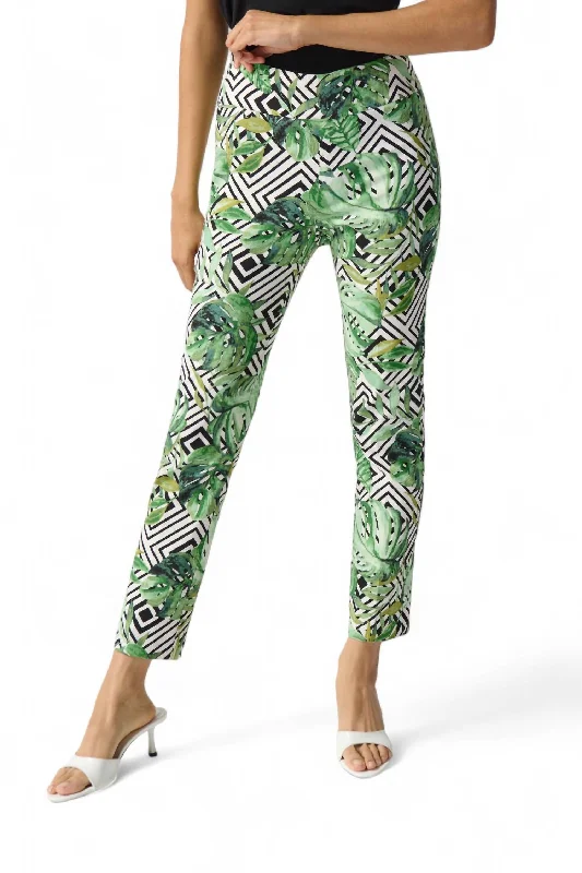 Sports And Leisure Palm Print Capris Pant In Vanilla/multi