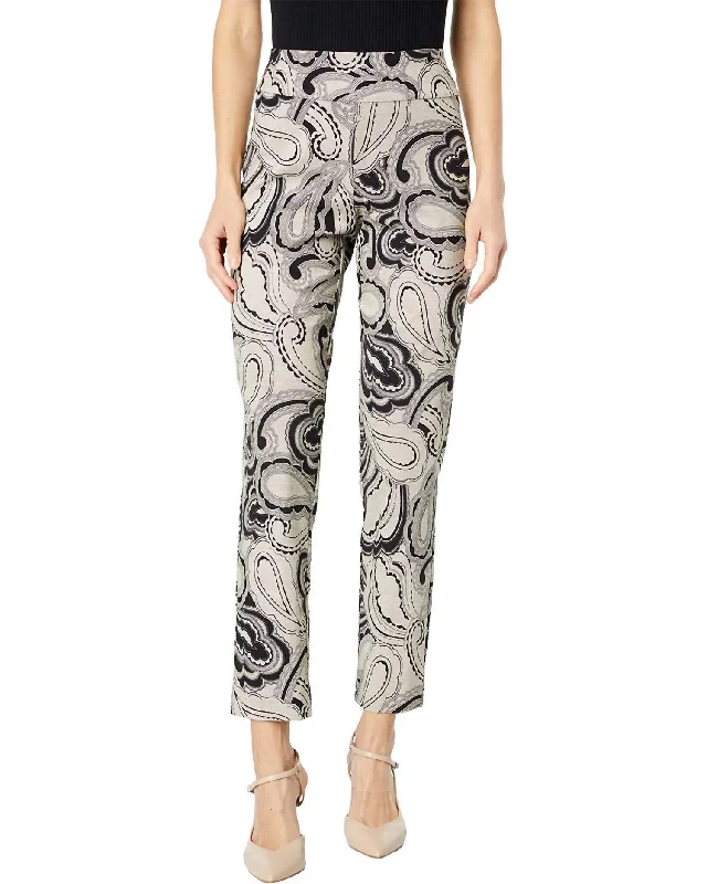 End Of The Year Paisley Pull On Pant In Black/tan