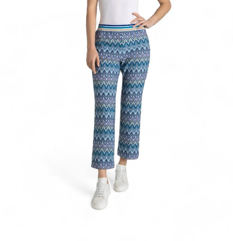 Perfect Tailoring Flare Kick Pant In Monaco Blue Jacquard