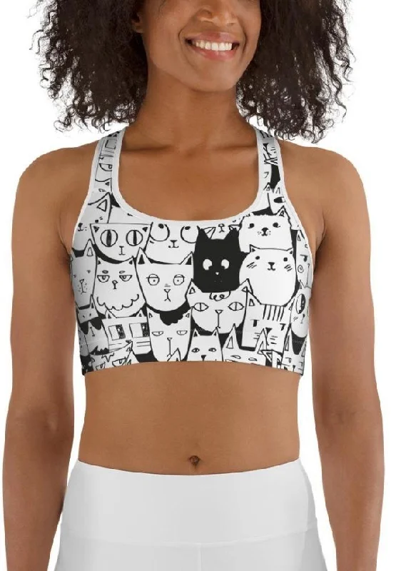 Short Design Kitty Pattern Sports Bra