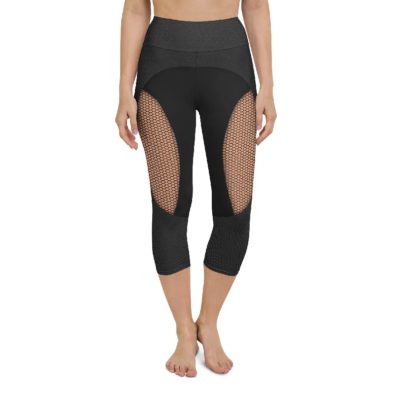 Youthful Vitality Pin Up Mesh Print Yoga Capris