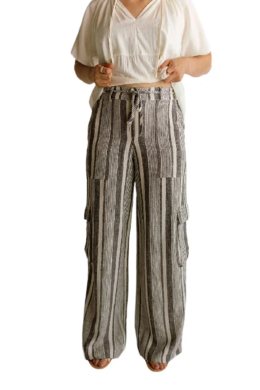 Soft And Comfortable Sunset Linen Pants In Striped