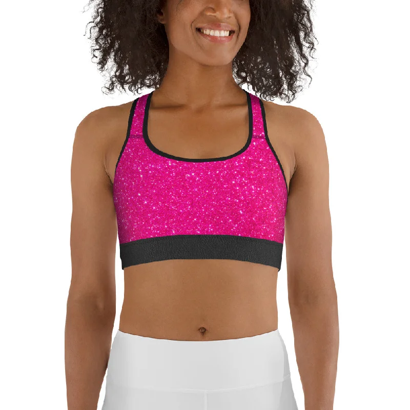 Lively And Youthful Pink Santa's Outfit Sports Bra