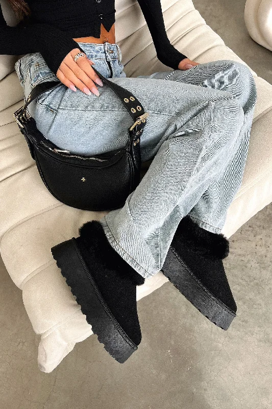 Versatile Items Elani Platform Slippers - Black