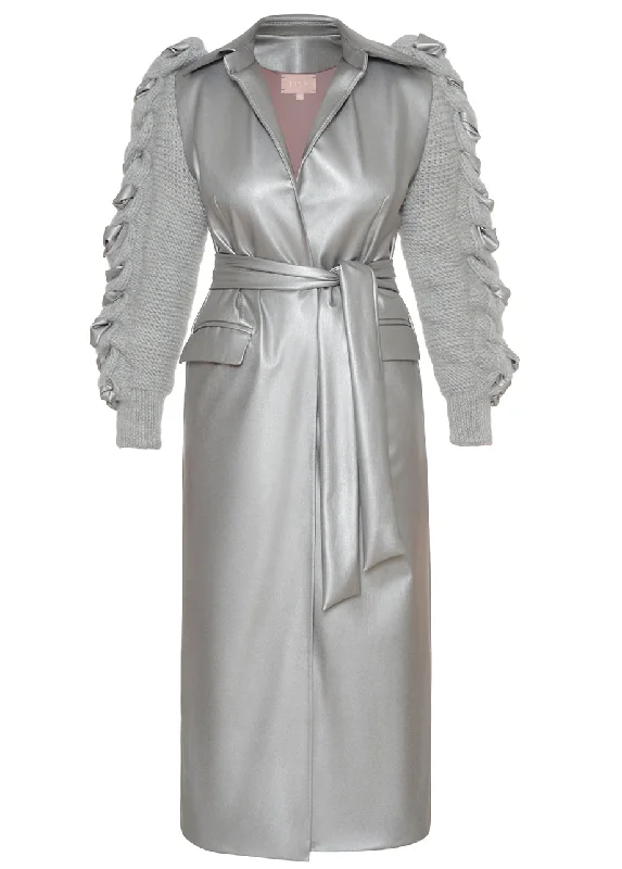 Classic Style DISCO TRENCH WITH KNITTED SLEEVES