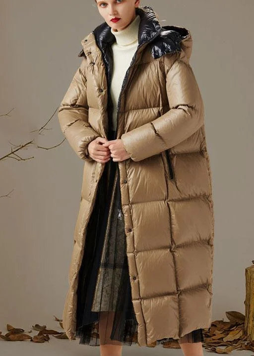 Tropical Style Handmade Khaki Button Pockets fashion Winter Duck Down down coat