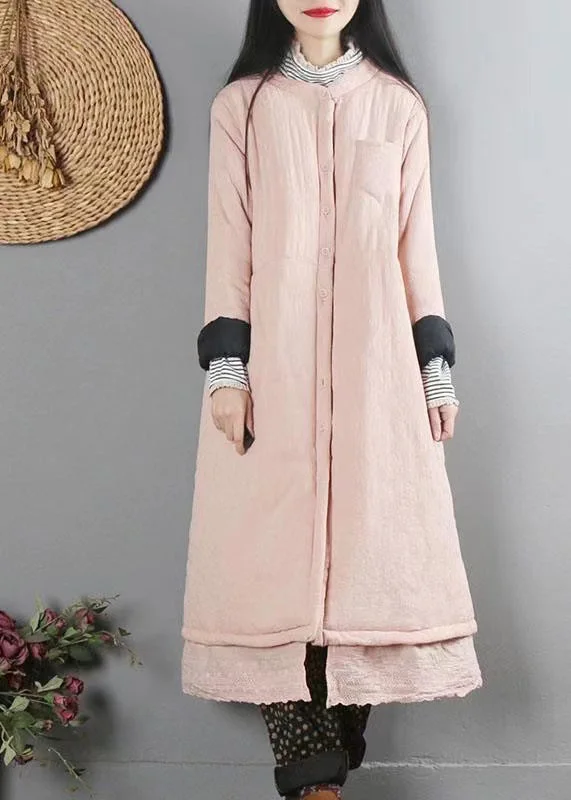 Cozy Essentials Wear Handmade Pink Pockets Patchwork Fine Cotton Filled Coats Winter