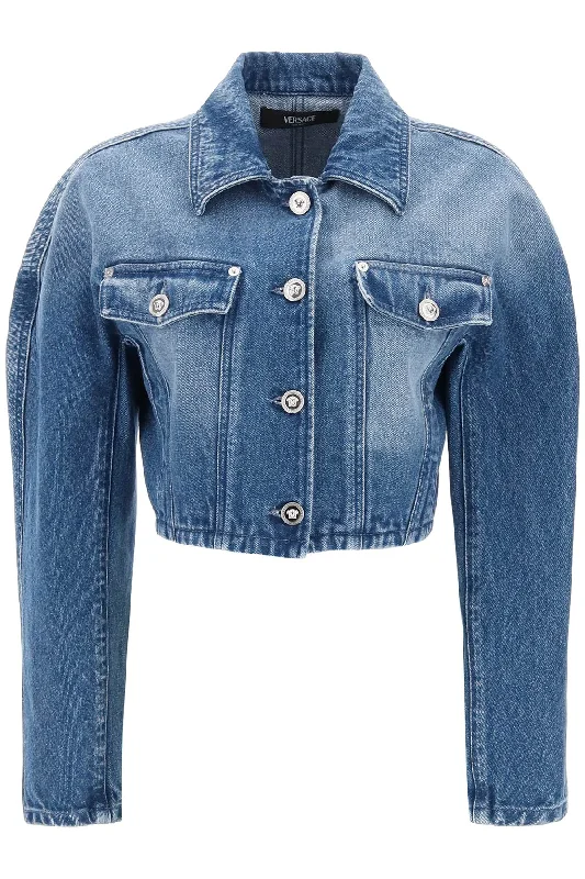 Casual Chic Wear Versace Women's Cropped blue Jacket