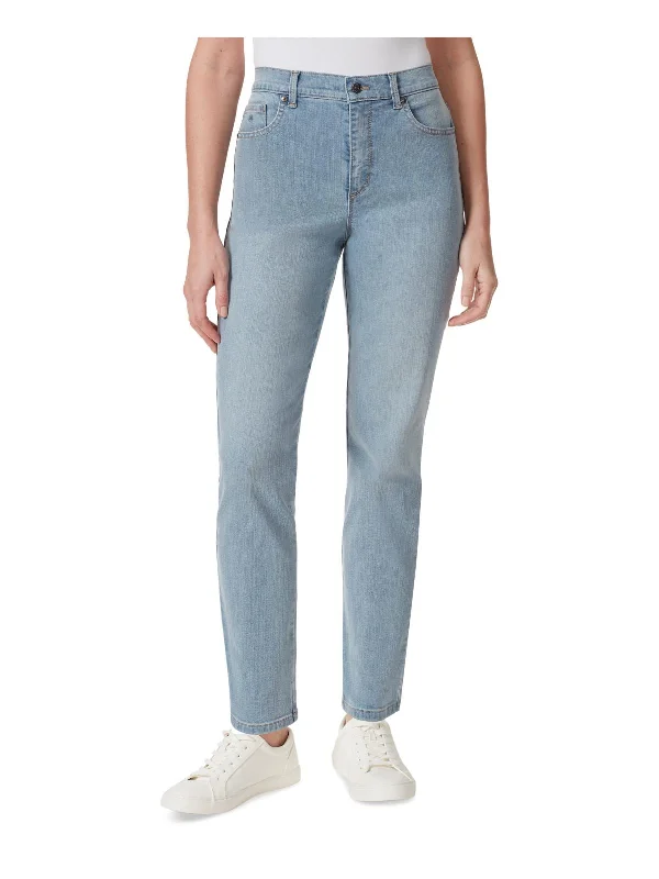 Design Perception Amanda Womens Light Wash High-Waist Tapered Leg Jeans