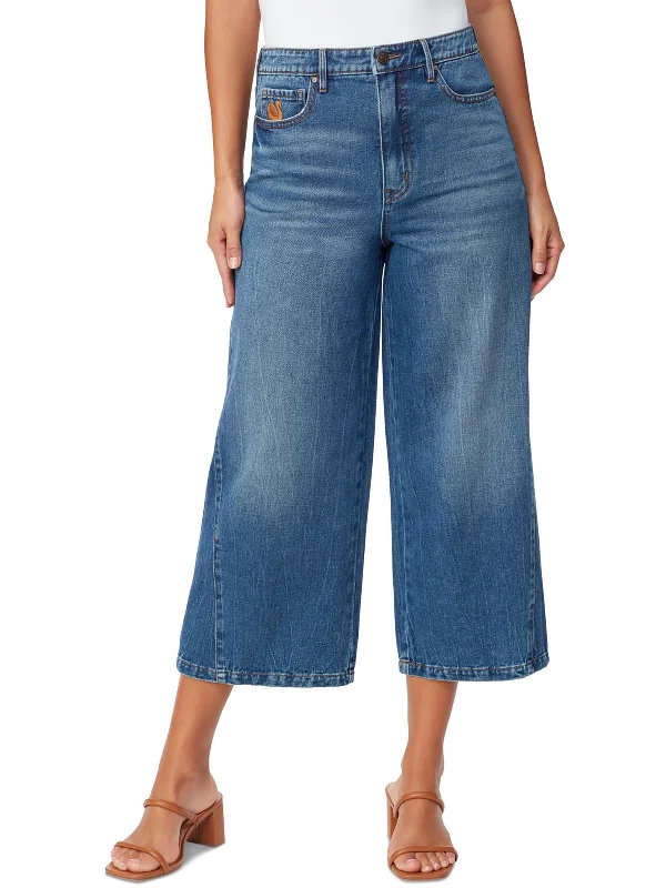 Wearable At Home Or Out Rori Womens Denim Wide Leg Cropped Jeans