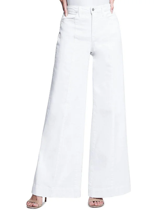 Easygoing Style Sandy Womens High Rise Trouser Wide Leg Jeans