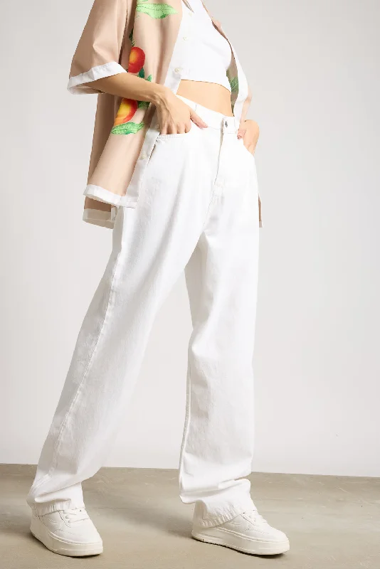 Eye-catching Personality White Straight Legged Pants