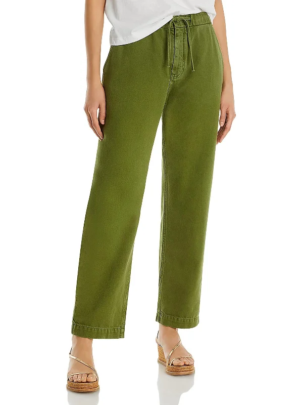 Fashion Must-have Womens High Rise Drawstring Straight Leg Jeans