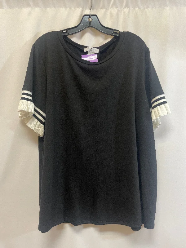 Soft Casuals Black Top Short Sleeve Moa Moa, Size 3x
