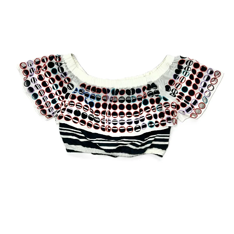 Casual Fit Blue Red & White Top Short Sleeve Designer By Parker, Size: S