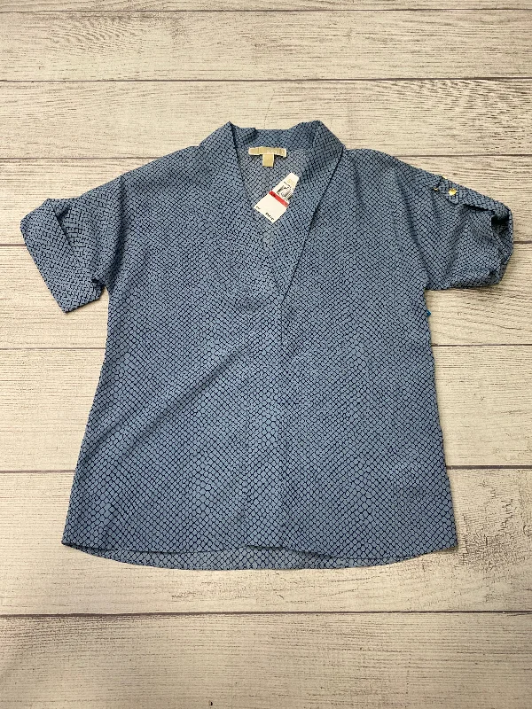 Elegant Style Blue Top Short Sleeve Designer Michael Kors, Size Xs