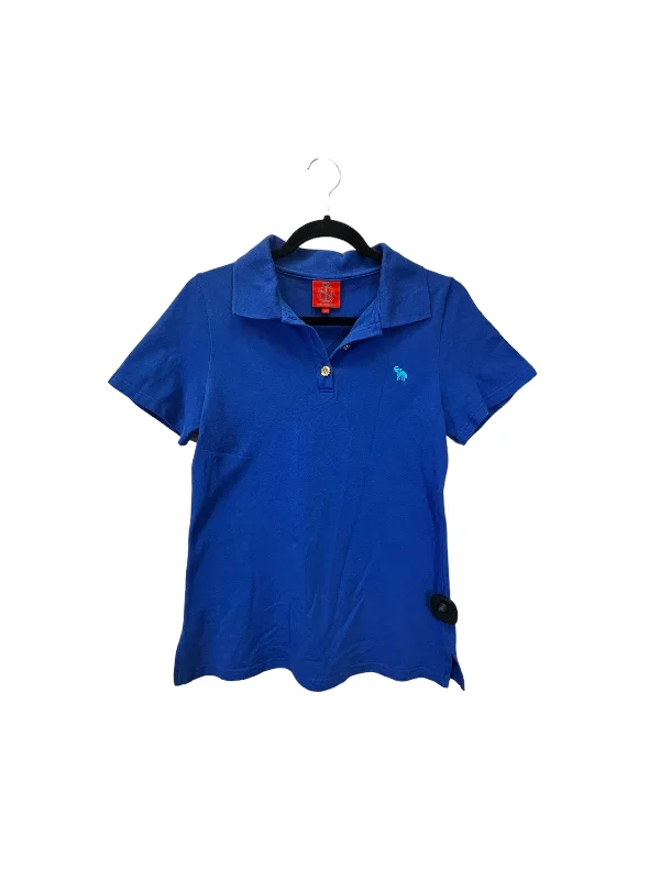 Easy Wear Chic Blue Top Short Sleeve Designer Tracy Negoshian, Size M