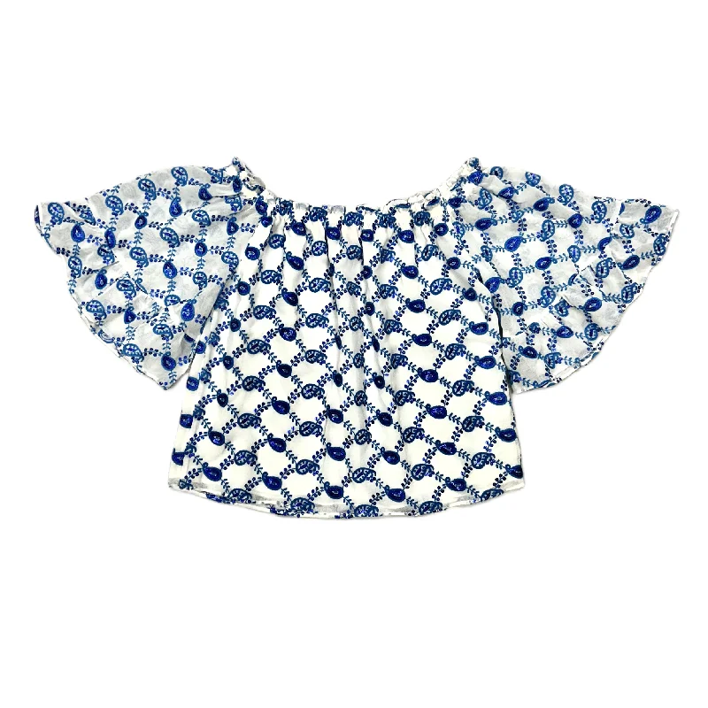 Cozy Lounge Wear Blue & White Top Short Sleeve Designer By Lilly Pulitzer, Size: S