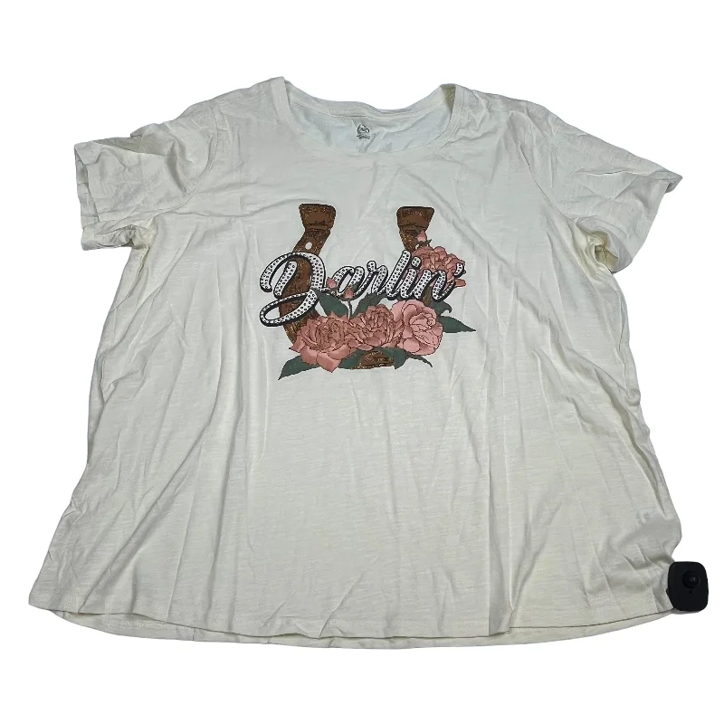 Warm Layers Cream Top Short Sleeve Cato, Size 2x