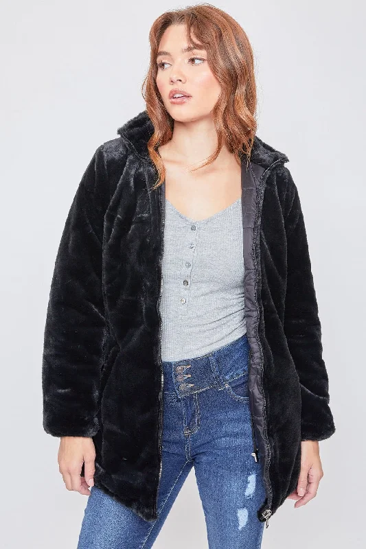 Celebrity Style Women's Winter Faux Fur Reversible Jacket
