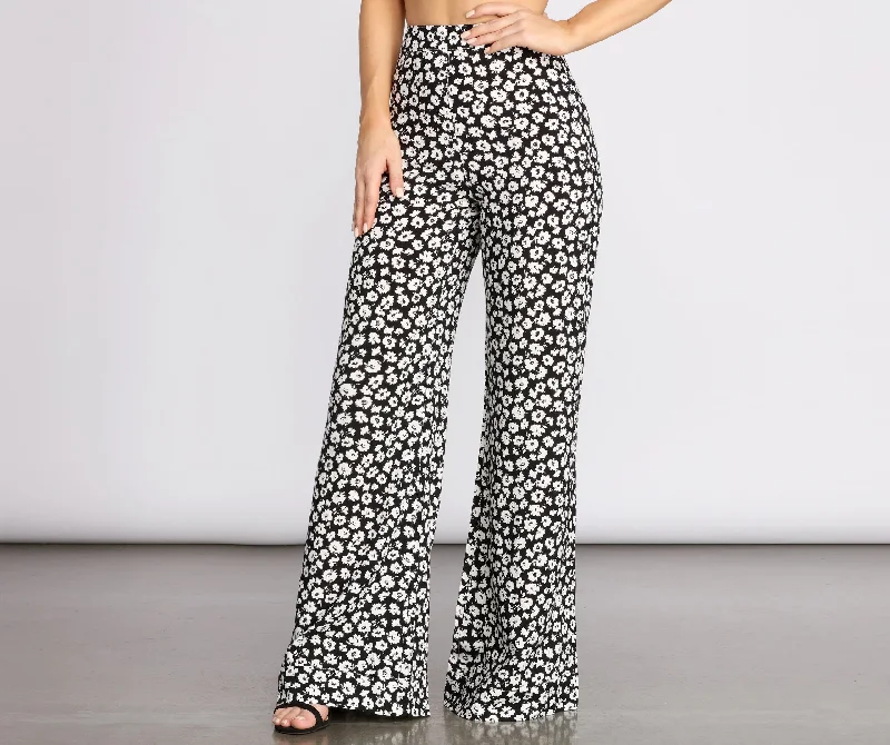 Fresh Comfort High Waist Ditsy Floral Printed Pants