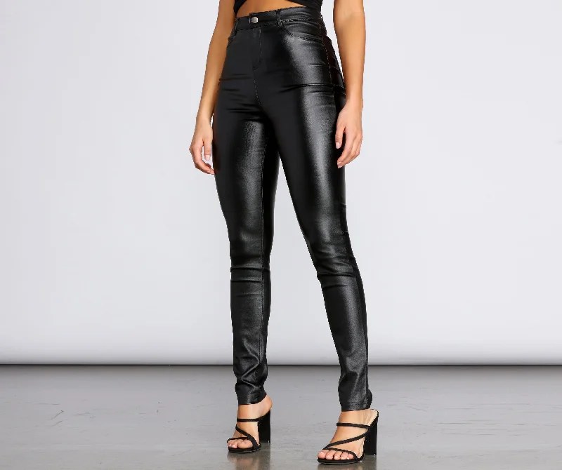 Fresh And Simple High Waist Faux Leather Skinny Pants