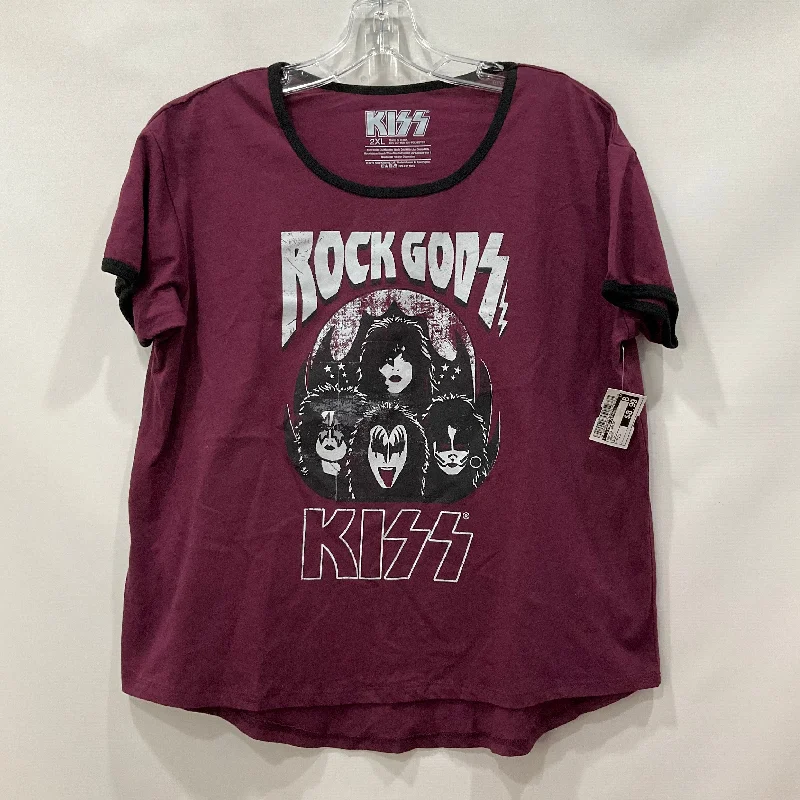 Everyday Outfits Maroon Top Short Sleeve Basic kiss Size 2x
