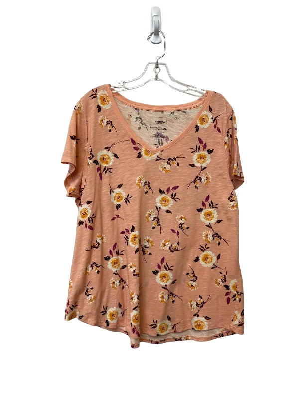 Casual Fit Wear Orange Top Short Sleeve Sonoma, Size 2x