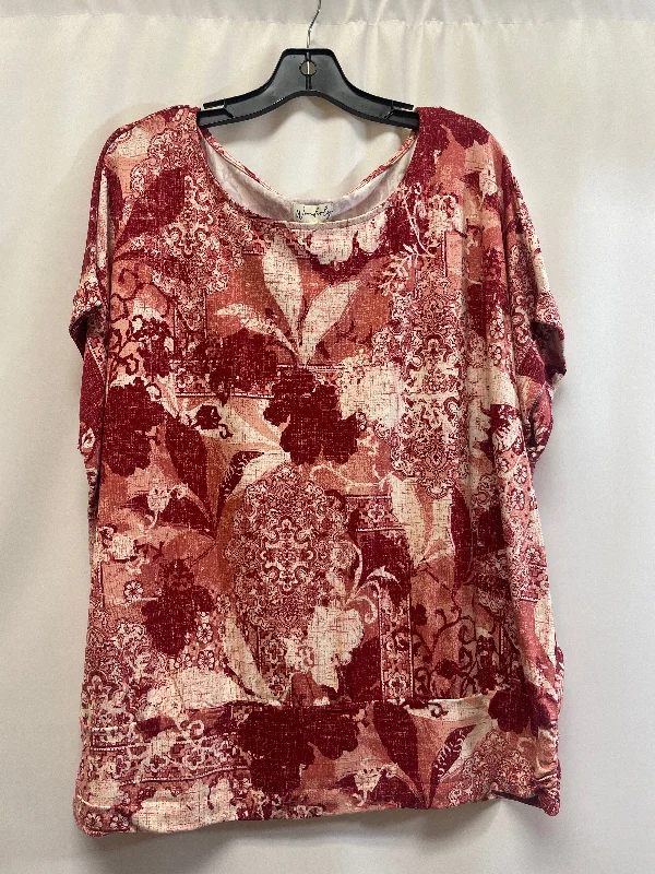 Casual Ease Red Top Short Sleeve Wonderly, Size 3x