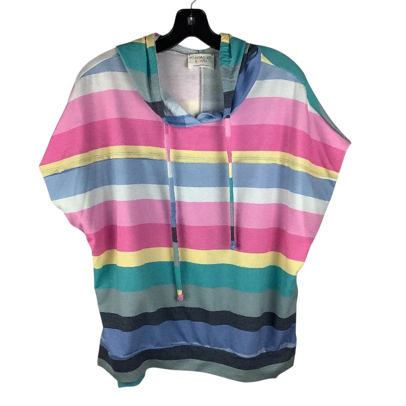 Relaxed Weekend Wear Top Short Sleeve By Fantastic Fawn In Multi-colored, Size: S
