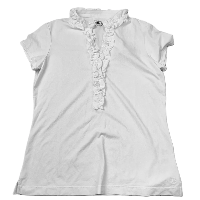 Sports Fashion White Top Short Sleeve Designer By Lilly Pulitzer, Size: L