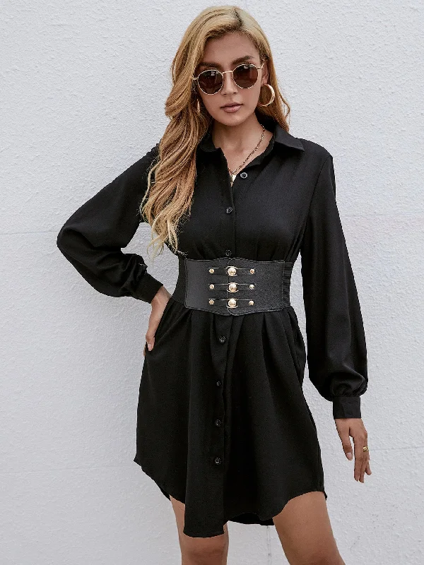 Cute Style KittenAlarm - Corset Elastic Belt Shirt Dress