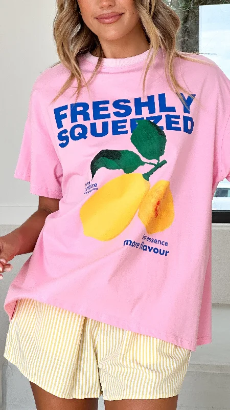 Casual And Versatile Freshly Squeezed Top & Shorts Set - Pink/ Yellow