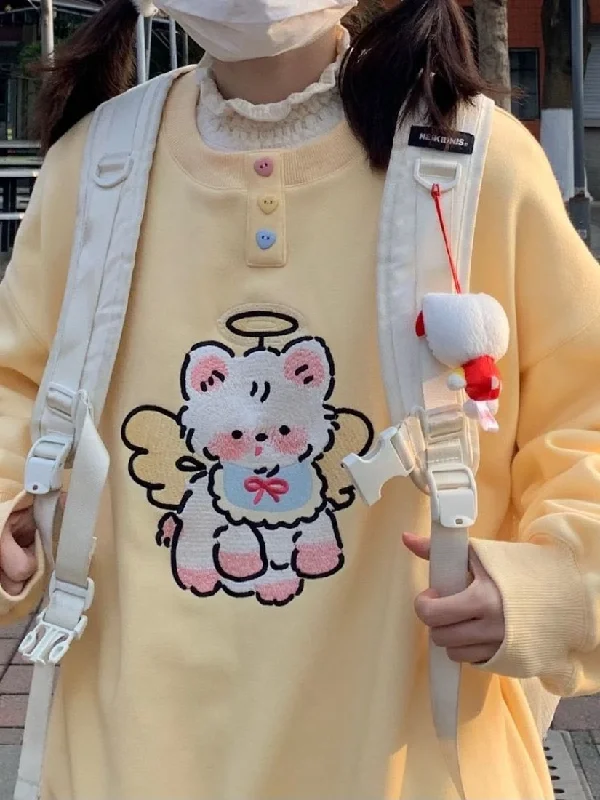Breezy Outfits Angel Kitty Button Up Pullover