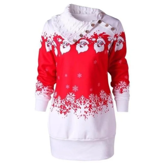 Innovative Design Knit Cowl Neck Santa Sweater