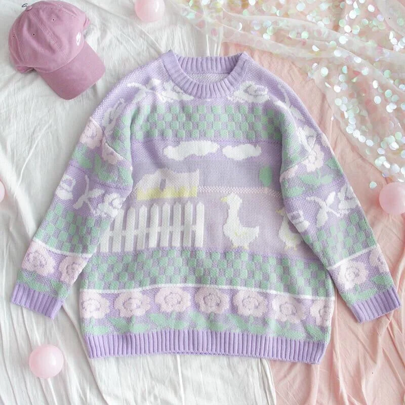 Light And Breathable Lavender Farm Pullover