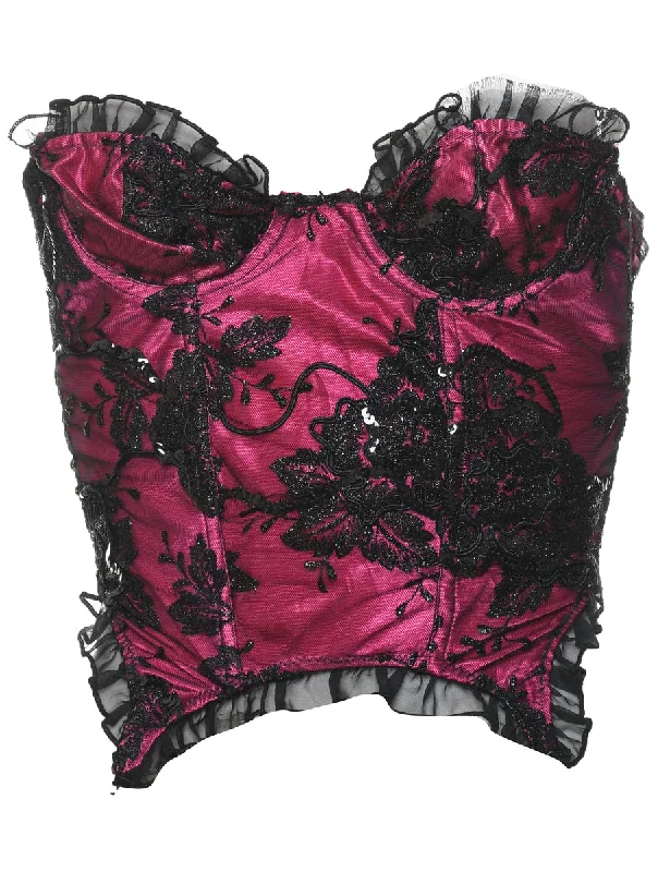 Versatile Casuals Pink Lace Bustier - S