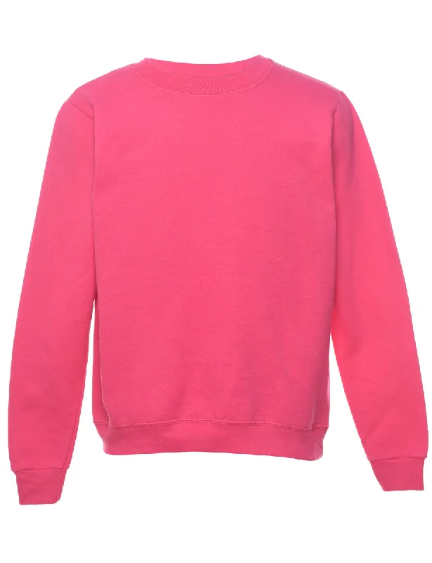 Casual Fit Wear Pink Plain Sweatshirt - S