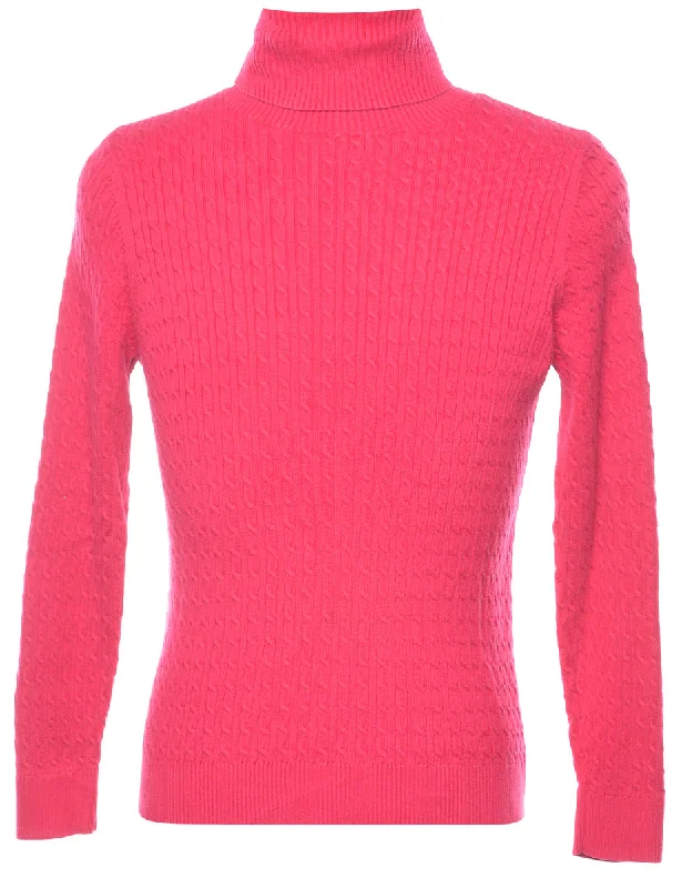 Sporty Wear Pink Polo Neck Jumper - M
