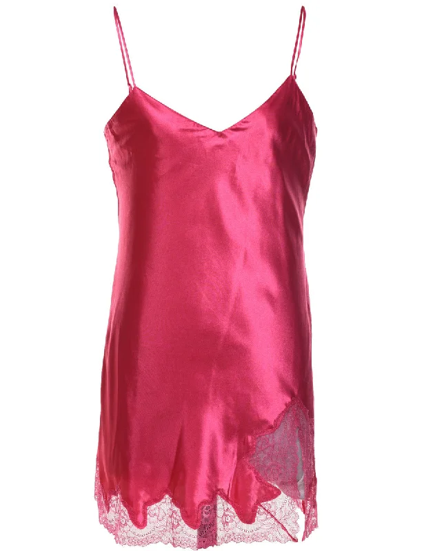 Soft Tops Pink Silky Slip Dress - S
