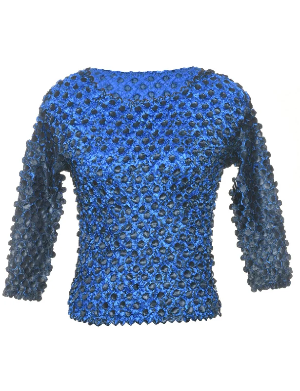 Effortless Elegance Popcorn Blue &Black Top - S