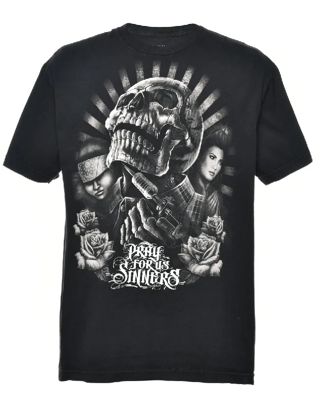 Comfy Layers Pray For Us Sinners Printed T-shirt - L