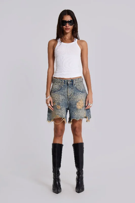 Luxury Temperament Dirty Bleach Revenge Jorts